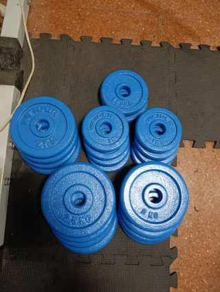 Pack de 22 discos de pesas azules para barra de 28