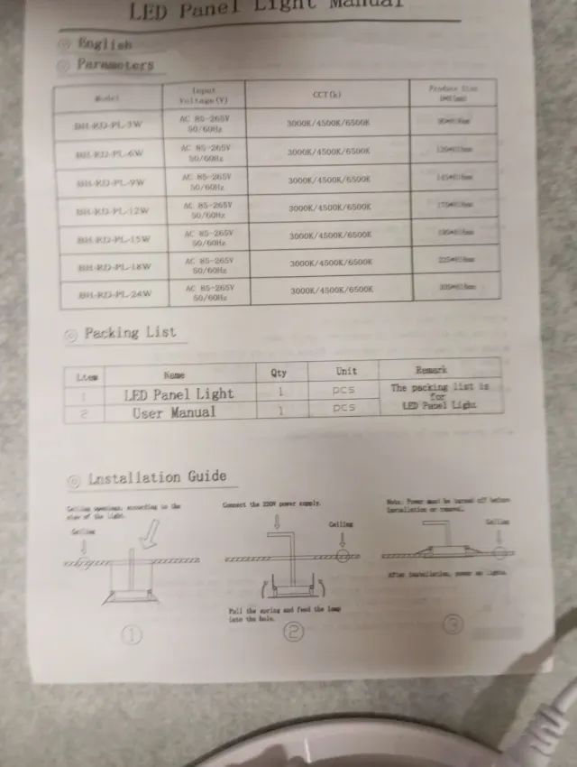 Luz LED Panel Empotrable Redonda