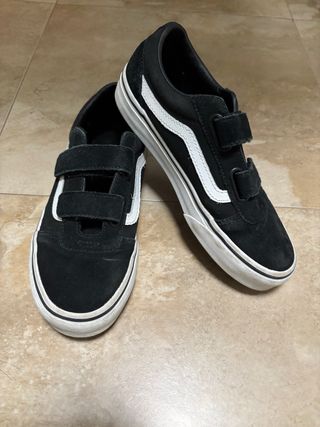 Zapatillas Vans Negro/Blanco Velcro talla 34