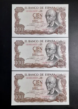 🇪🇸 Trío Billetes 100 pesetas 1970