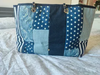 Bolso Purificación García Patchwork Azul
