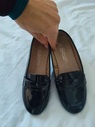 Zapatos mocasin charol corte inglés niñ@ T32