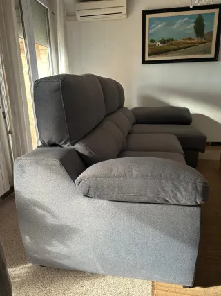 Sofá chaise longue gris tela nuevo