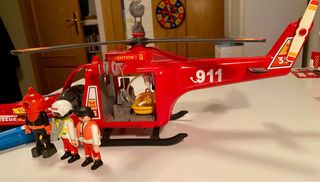 Lote Playmobil Helicóptero y Barco