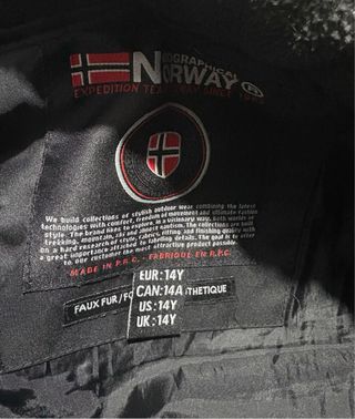 Cazadora Geographical Norway Negra talla 14