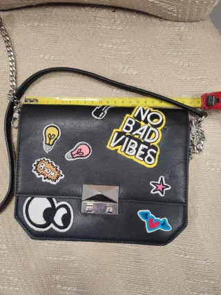Borsetta donna nera con patch