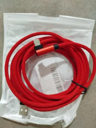 Cable de carga micro USB rojo 3 metros