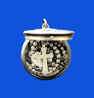 Rosario antiguo plata ley relicario