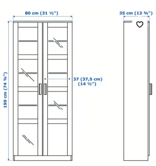 Vitrina negra con puertas de cristal  pintadas
