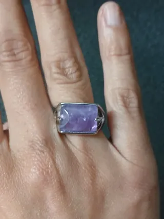 Anel Pedra Ametista Cravada Prata