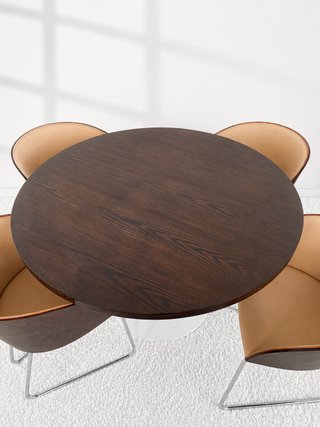 MESA COMEDOR VINTAGE. SOBRE MADERA Y PIE TULIP