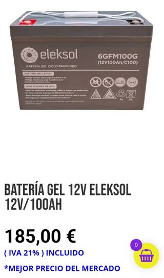 Batería Gel Eleksol 12V 100Ah Ciclo Profundo