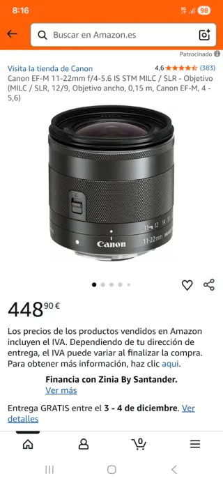 Objetivo Canon EF-S 11-22mm