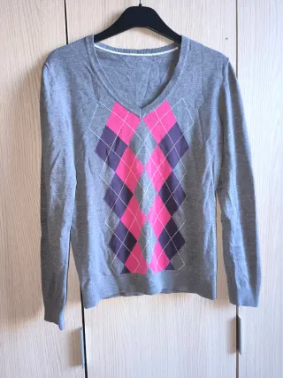 Jersey Tommy Hilfiger Gris y Rosa Talla M