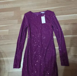 Vestido Mango Morado Lentejuelas