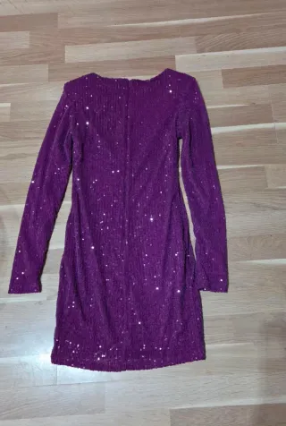 Vestido Mango Morado Lentejuelas