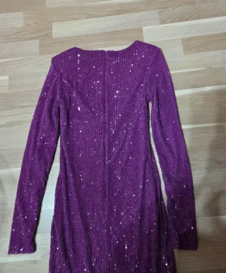 Vestido Mango Morado Lentejuelas