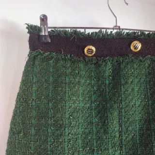 Falda Zara Tweed Verde Botones Dorados Joya