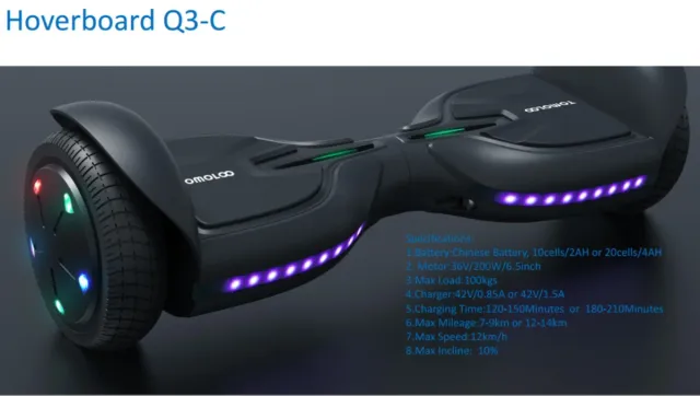 Hoverboard Tomoloo Q3-C Negro