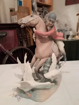 Figura Lladro Jinete con Ocas Porcelana