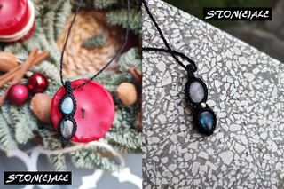 piccolo ciondolo in macramè e pietre dure