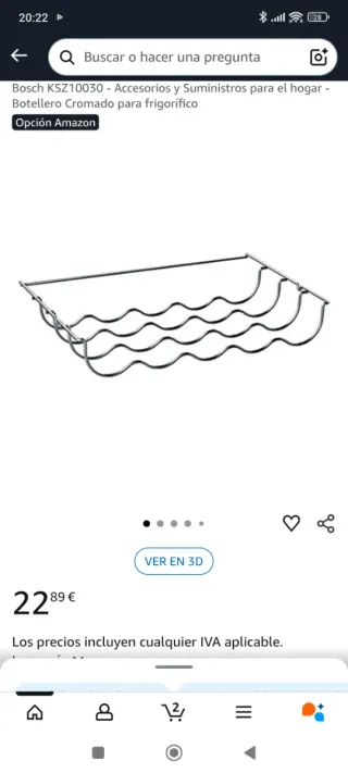 Botellero aluminio nevera Bosch