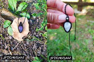 piccolo ciondolo in macramè e pietre dure