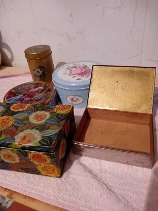 Lote de 4 Cajas Decorativas Metálicas