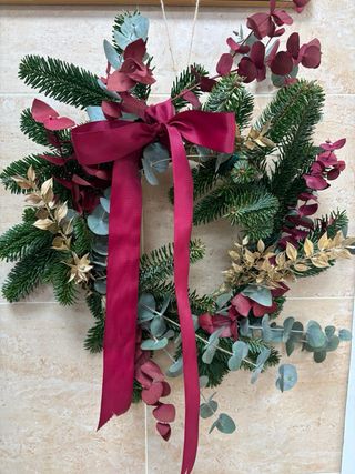 Corona Adviento Natural. hecha con hojas naturales