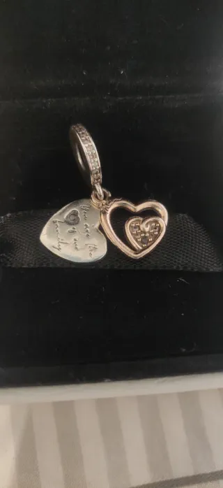 Pandora Charm Corazones Oro y Plata