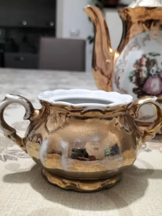 Set Caffettiera e Zuccheriera Vintage Oro