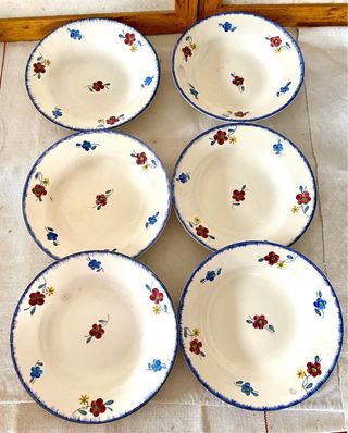 6 Platos Hondos Vintage Digoin Sarreguemines