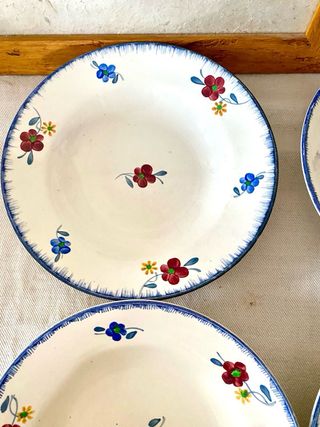 6 Platos Hondos Vintage Digoin Sarreguemines