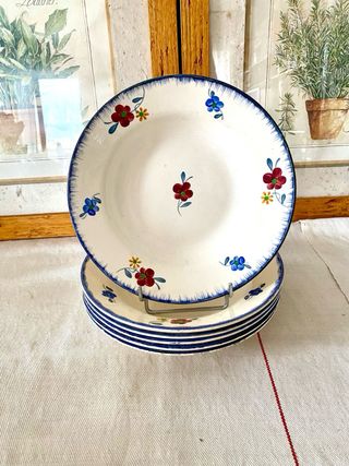 6 Platos Hondos Vintage Digoin Sarreguemines