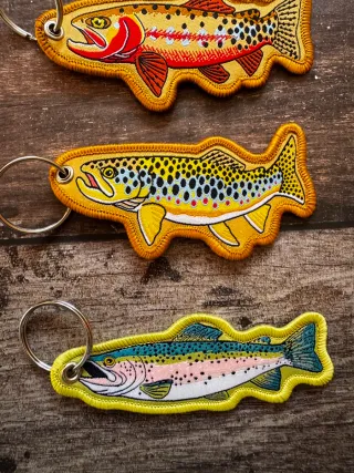 LOTE 5 LLAVEROS DE PESCA TRUCHAS