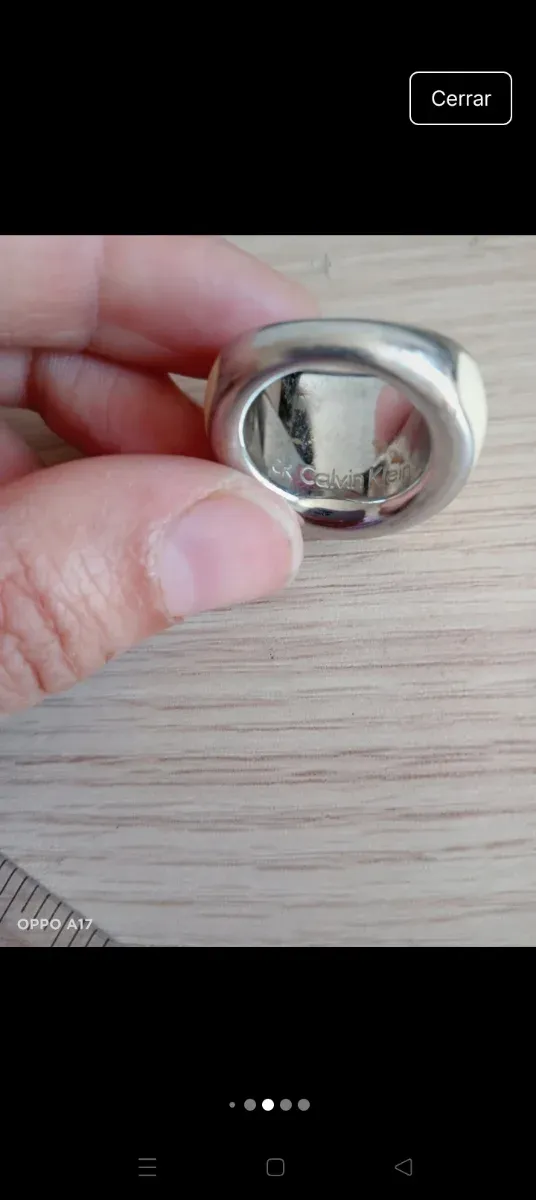 Anillo Beige y Plateado para Mujer