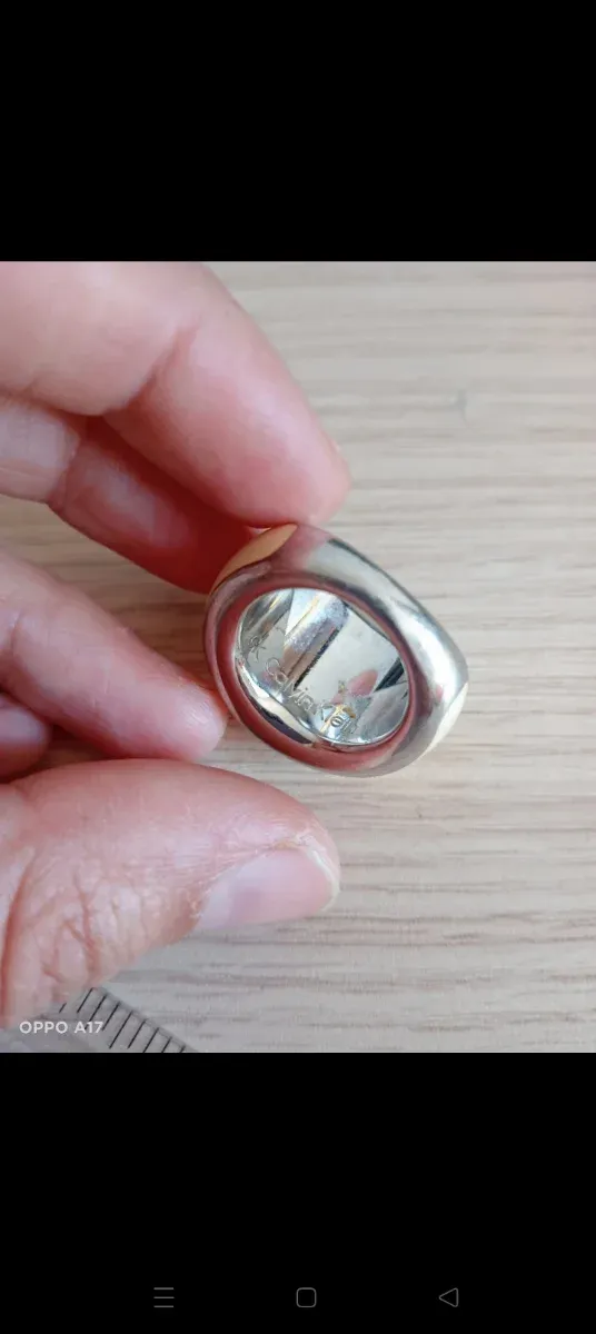 Anillo Beige y Plateado para Mujer