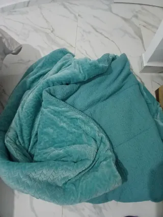 Manta de borreguito suave color teal