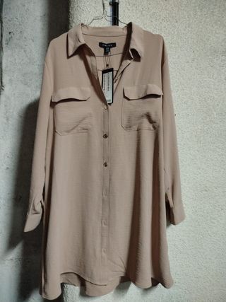 Camisa larga AMISU beige talla XXL