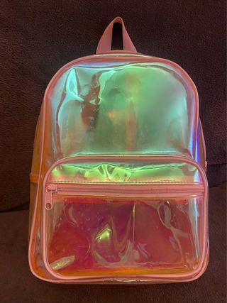 Mochila transparente iridiscente