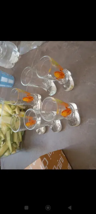 Set 4 Bicchieri Vetro Pesci Arancioni