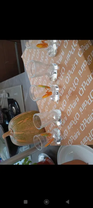 Set 4 Bicchieri Vetro Pesci Arancioni