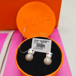Pendientes Tous Plata Oso Perla 18L