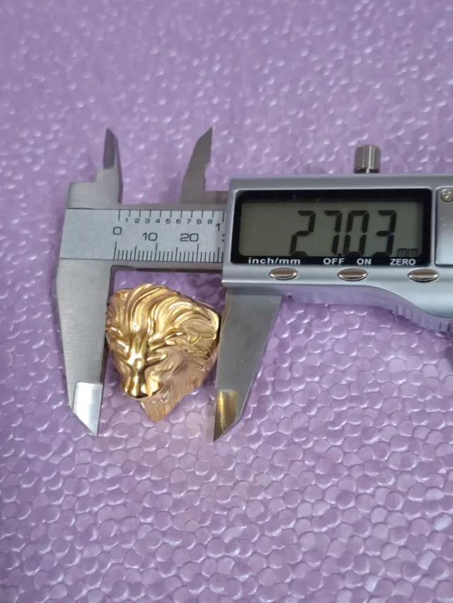 Anillo Cabeza León Chapado Oro Antialérgico