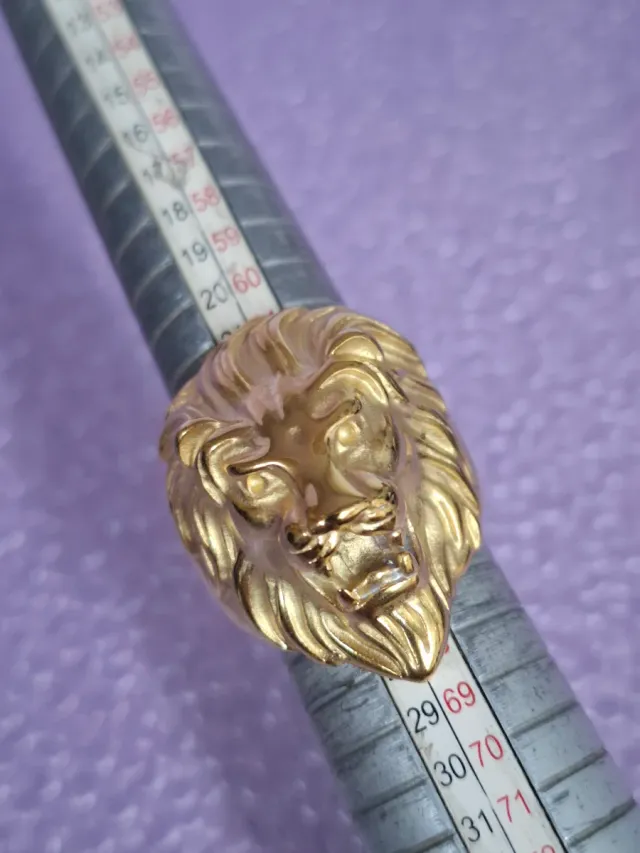 Anillo Cabeza León Chapado Oro Antialérgico