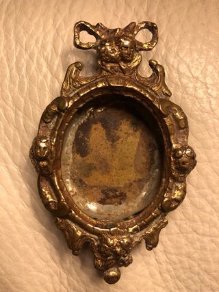 Antica cornice porta reliquie XVI bronzo dorato