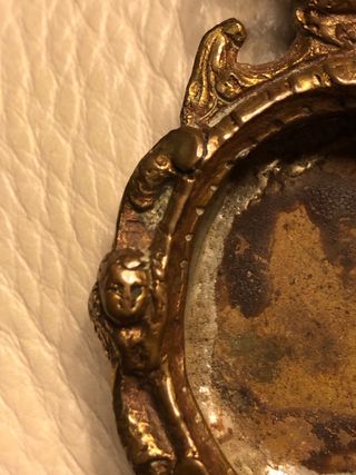 Antica cornice porta reliquie XVI bronzo dorato