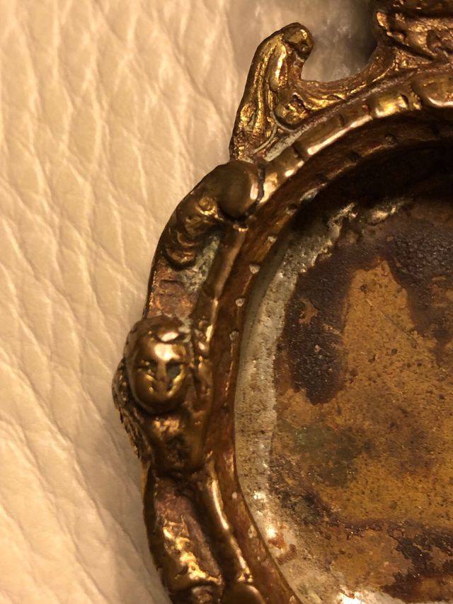 Antica cornice porta reliquie XVI bronzo dorato