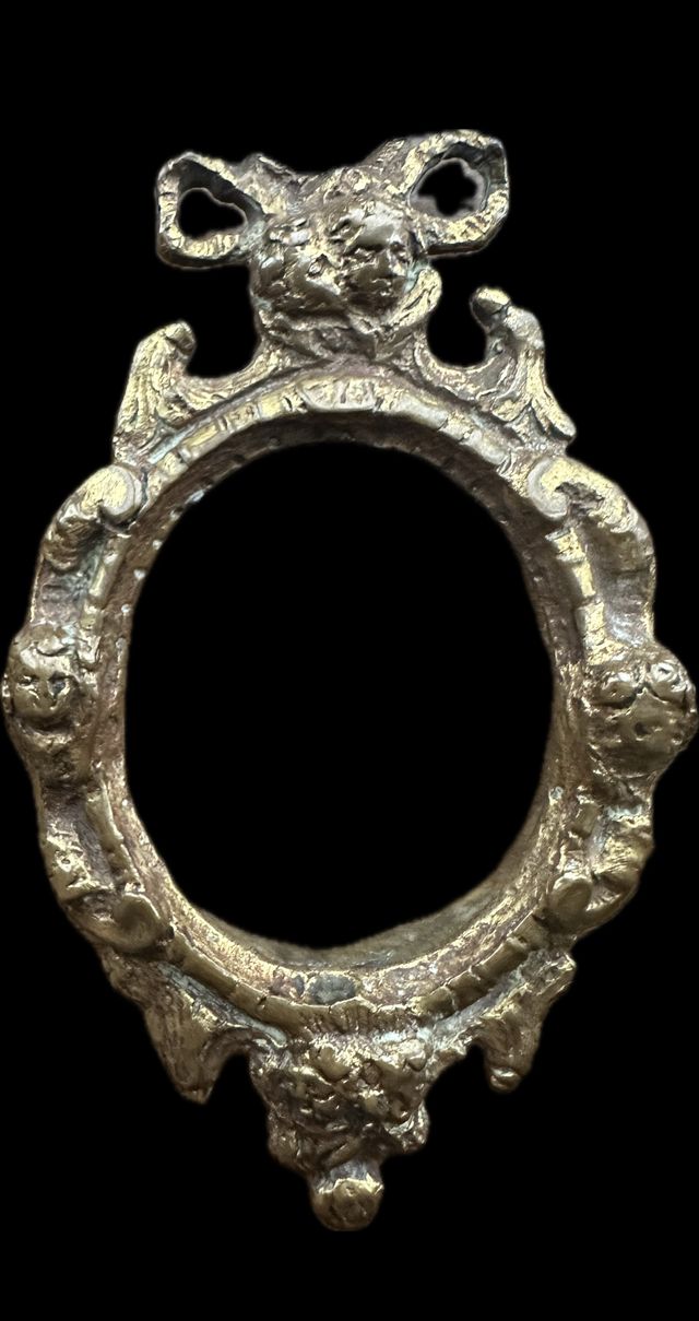 Antica cornice porta reliquie XVI bronzo dorato