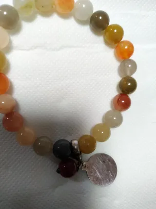 Pulsera piedras naturales y charm plata 925